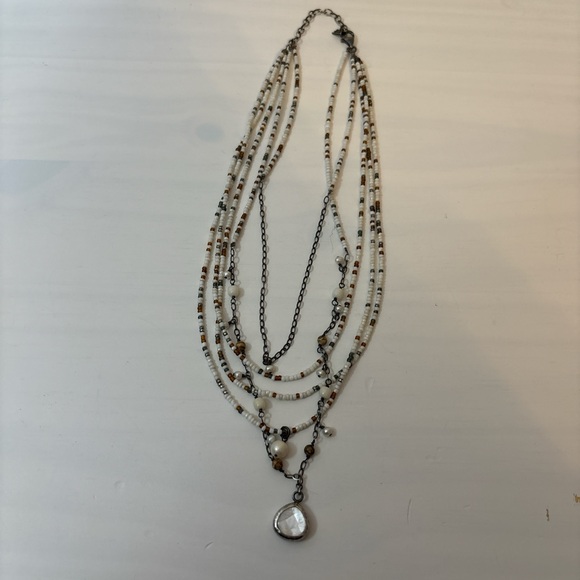 Amazing Multi-Layered Necklace with Mother of Pearl Pendant - Picture 3 of 4